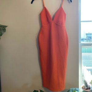 Boohoo Bright orange Midi dress